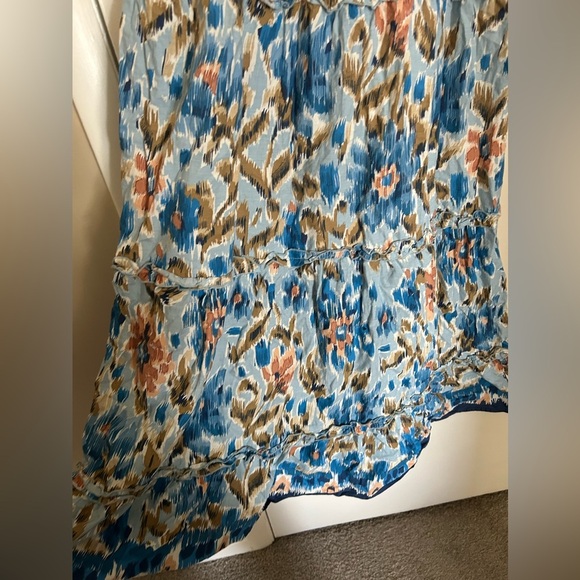 House of Harlow 1960 Zoey 100% Cotton Blue Tiered Maxi Dress - Size Large - Picture 7 of 11